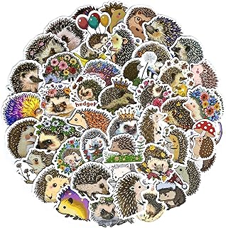 Yoksas Cute Hedgehog Stickers - 50Pcs Waterproof Vinyl Kawaii Hedgehog Jungle Animal Stickers for Water Bottles,Laptops,Scrapbook,Birthday Party Gift Favors