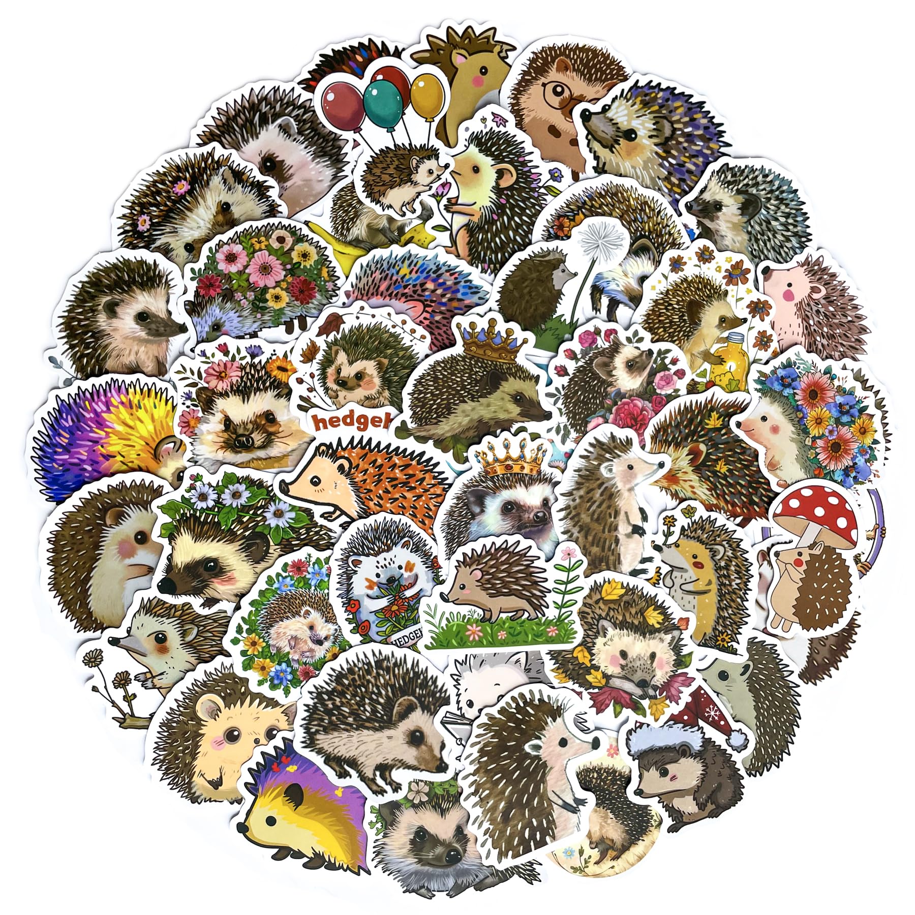 Hedgehog Stickers - 50Pcs Waterproof Vinyl Hedgehog Jungle Stickers for Water Bottles,Laptops,Scrapbook, Travel Luggage