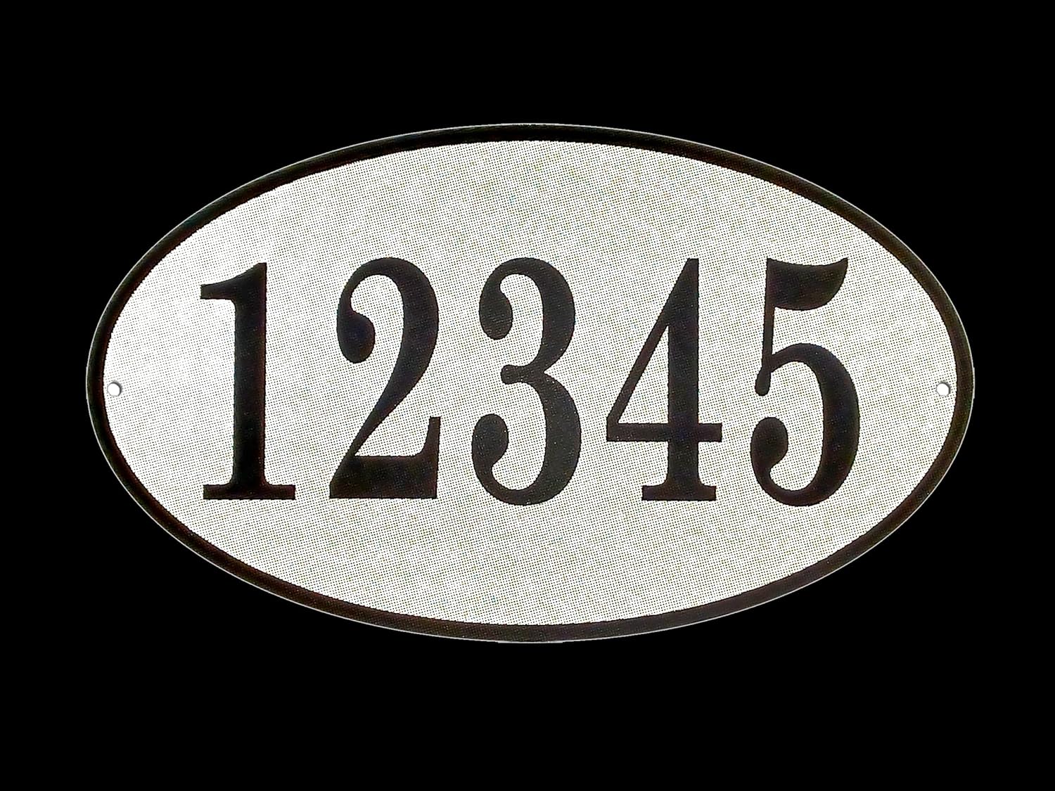 Customized Oval Address Plaques for Outside, made in USA UV reflected Address Plaque, Rust Free, Pre-Drilled Mailbox Numbers Plaques (White)
