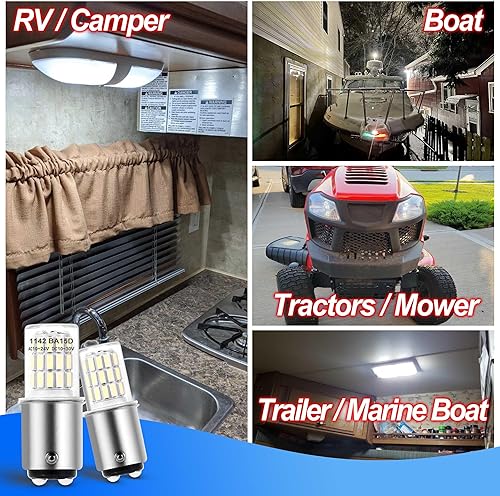 Miniatura 3 de BA15D 12V, 1076 1142 1176 S8 1004 90 LED blanco brillante 6000 K, bombilla de bayoneta de 3 W CC de doble contacto para RV, cámper, remolque, barco,