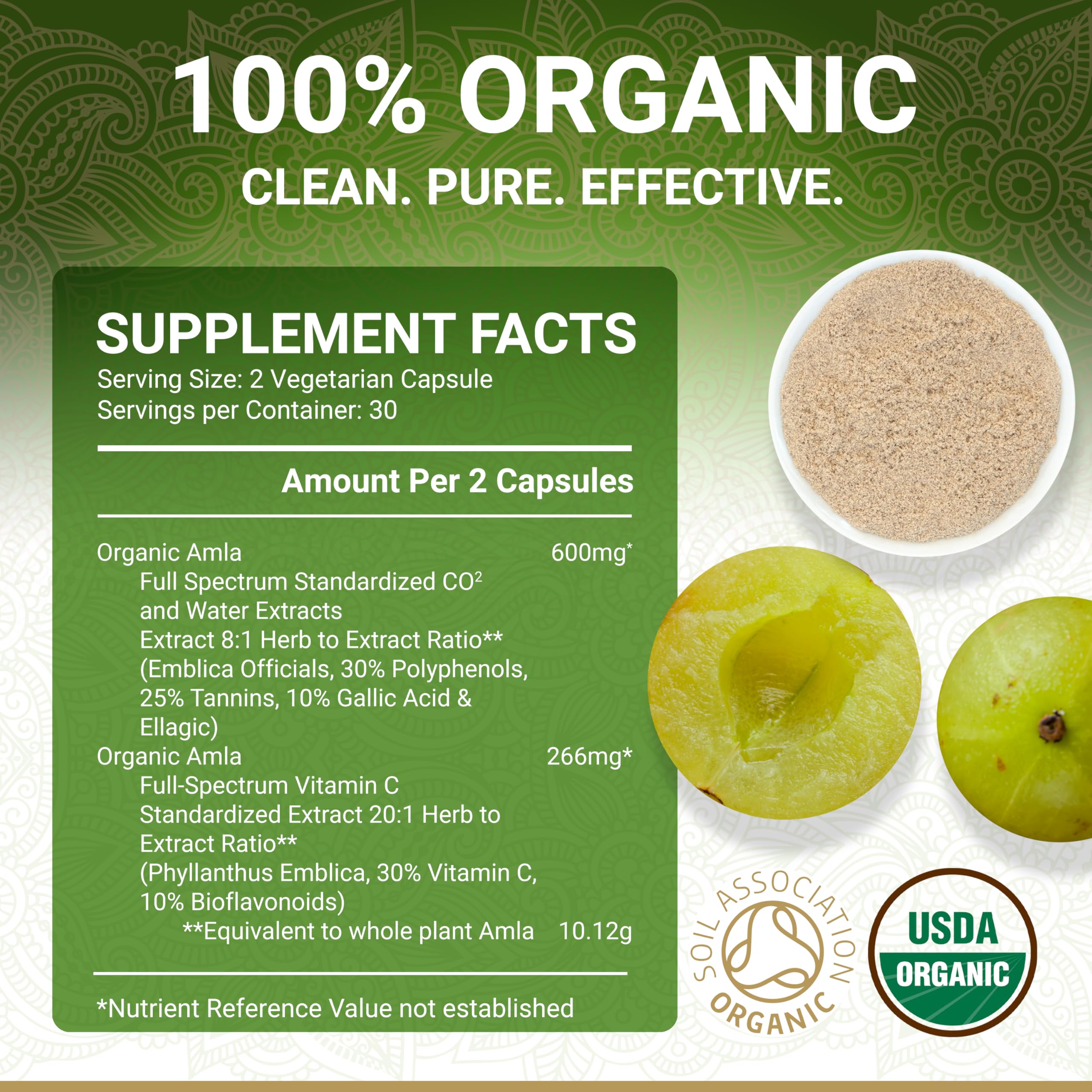 USDA Organic Amla Vitamin C Capsules, Amalaki Indian Gooseberry 60 Capsules — Amazon image 5