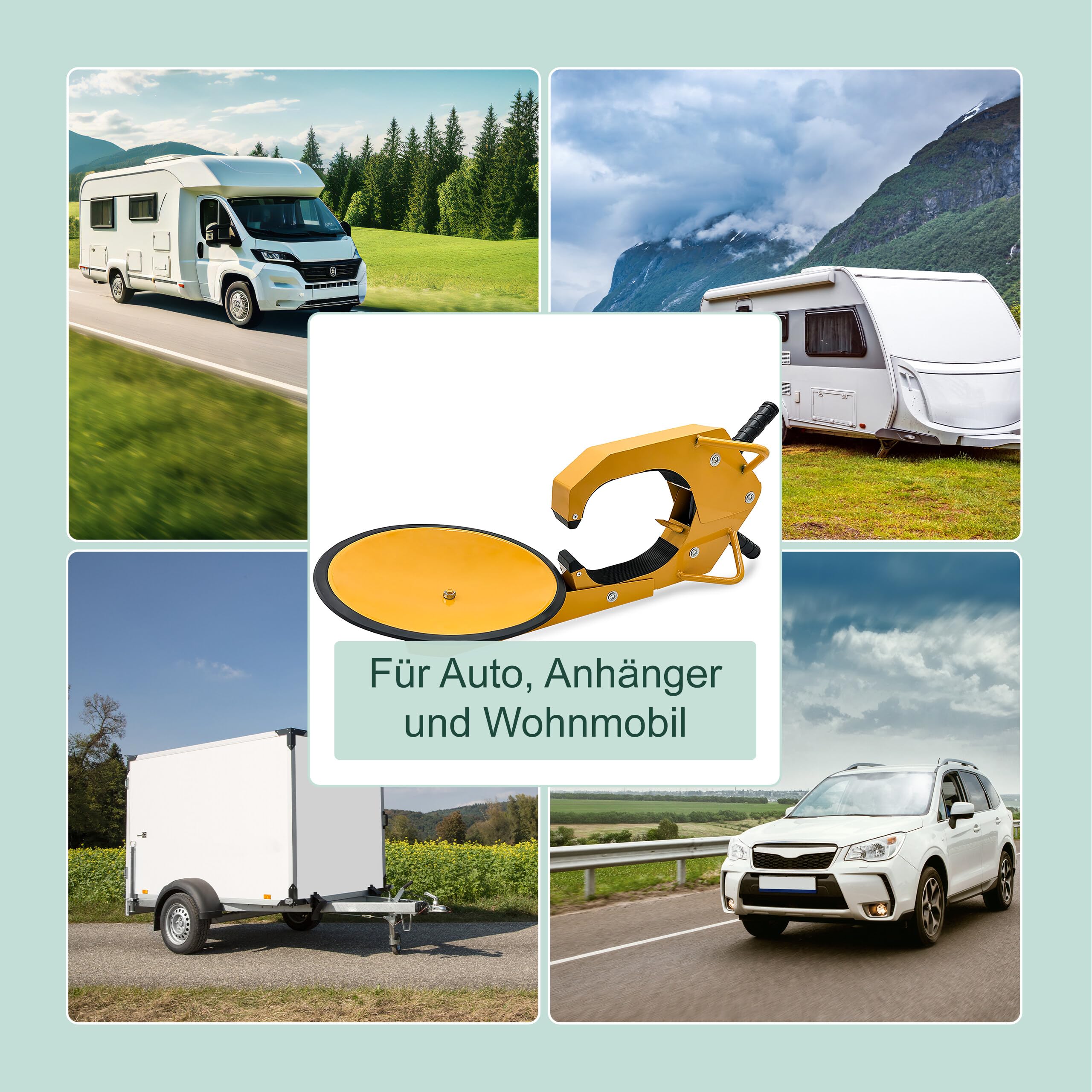 Relaxdays Radkralle 15 Zoll, Parkkralle Auto, Anhänger, Wohnmobil, Wohnwagen, Reifenkralle Diebstahlsicherung, gelb