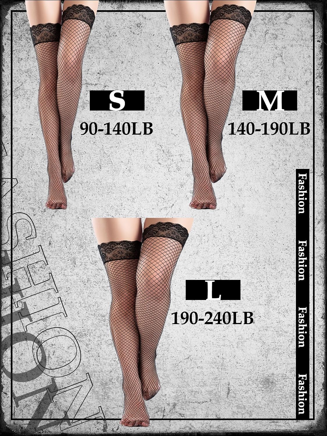 Bencailor 4 Pairs Fishnet Thigh Highs