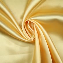 Plain Solid Smooth Shiny Lightweight Poly Satin Fabric Dress Lining Material 58" SOLD BY THE METRE Creamy Gold 5131