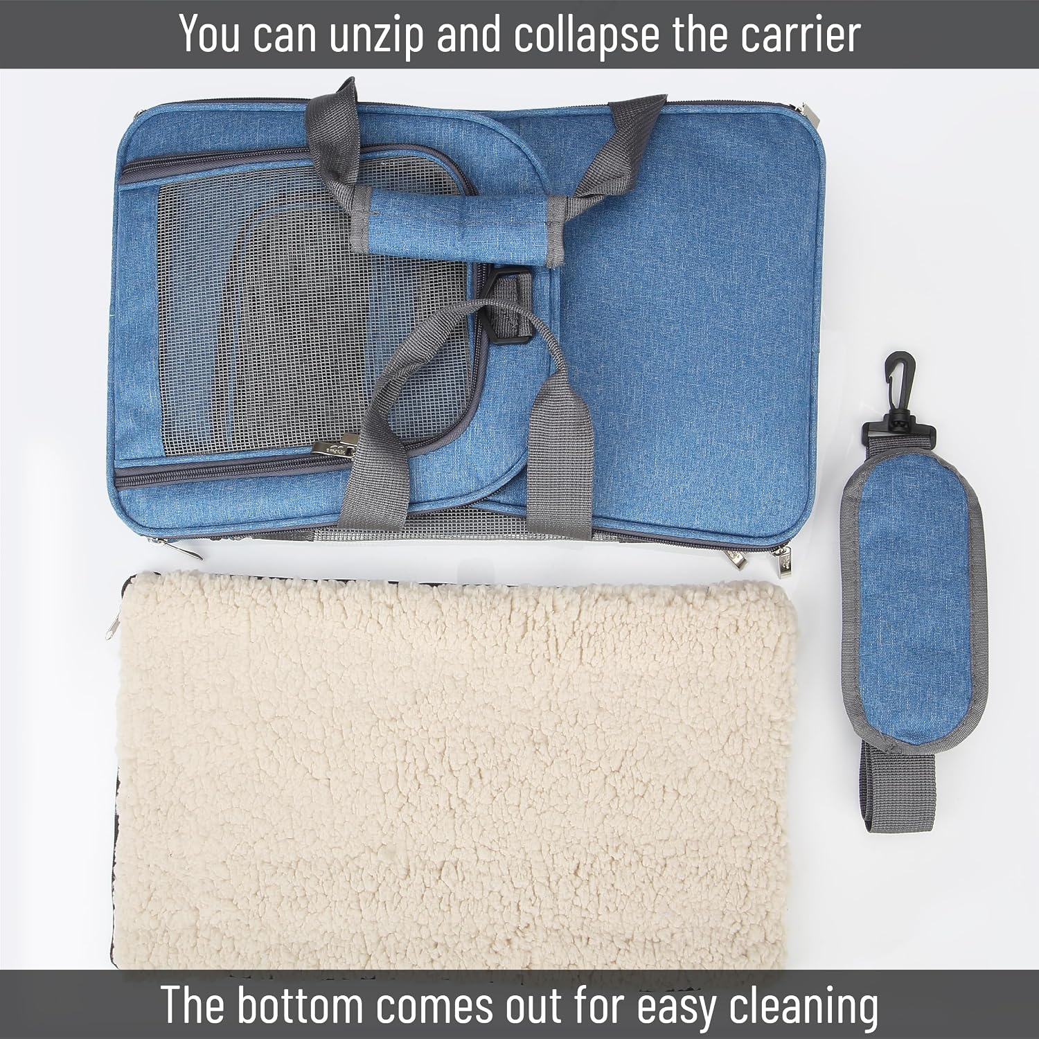 Mr. Pen- Pet Carrier, 17.5" x 11.2" x 11.5", Medium Size, Blue image 4