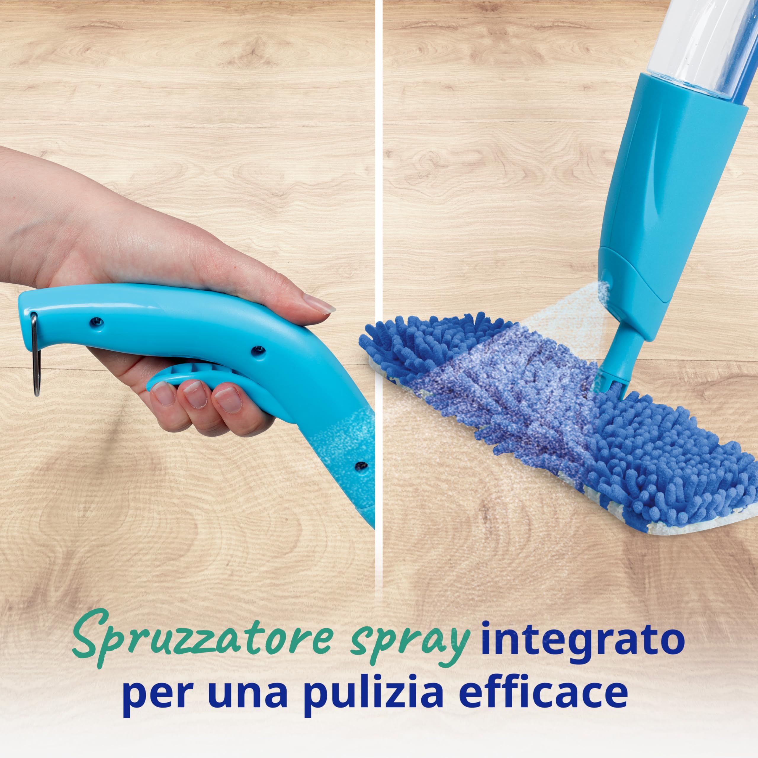 UMAYCOOL Mocio spray per pavimenti per la pulizia dei pavimenti, mocio in microfibra con 4 panni riutilizzabili e bottiglia ricaricabile da 550 ml per la pulizia di laminato, piastrelle, legno
