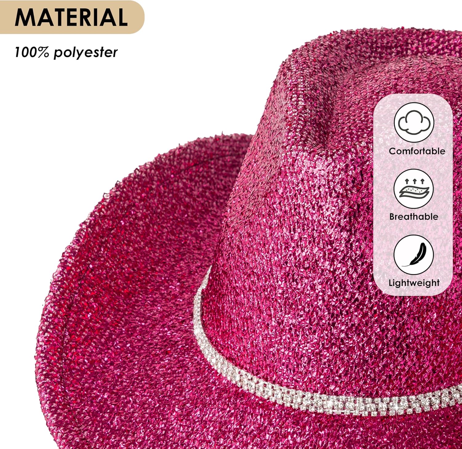 Lisianthus Sparkly Cowboy Hats for Women & Men - Glitter Western Cowgirl Hat with Rhinestone Band