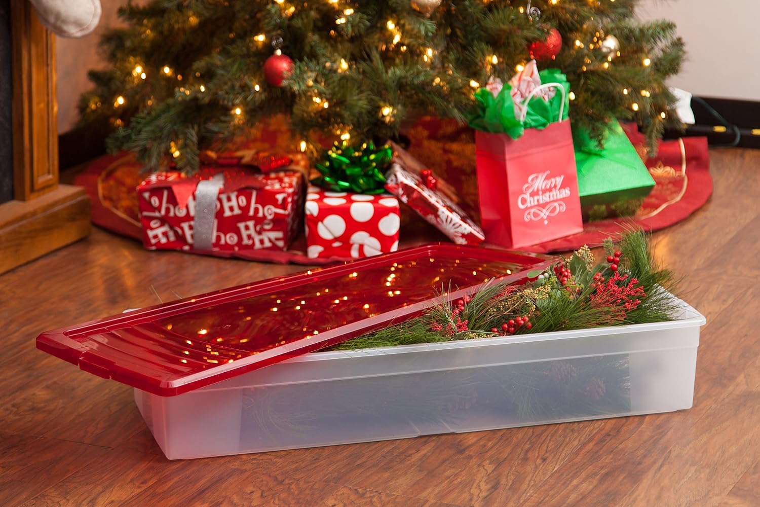IRIS USA WPB-10 CLR/CLRTINT PP RED 6PK [PR 9-1] IRIS 30" Gift Wrap Storage Box