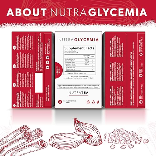 Miniatura 2 de NUTRAGLYCEMIA - Té de glucemia  Té de melón amargo - Soporte de azúcar en sangre - Incluye melón amargo, fenogreco y hoja de banaba - 20 bolsas de