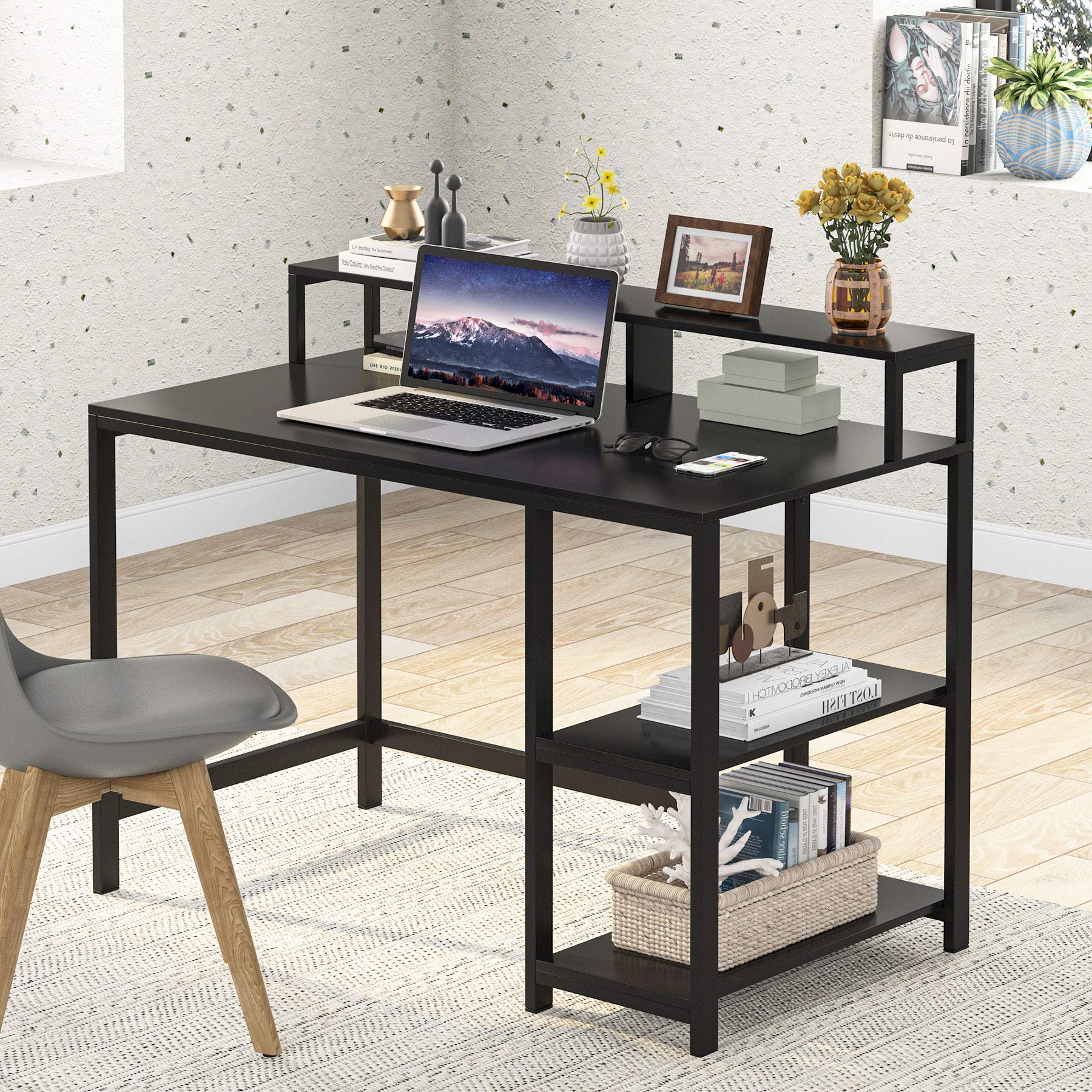 Buy Tribesigns Computer Desk with Monitor Stand, Modern Study Writing