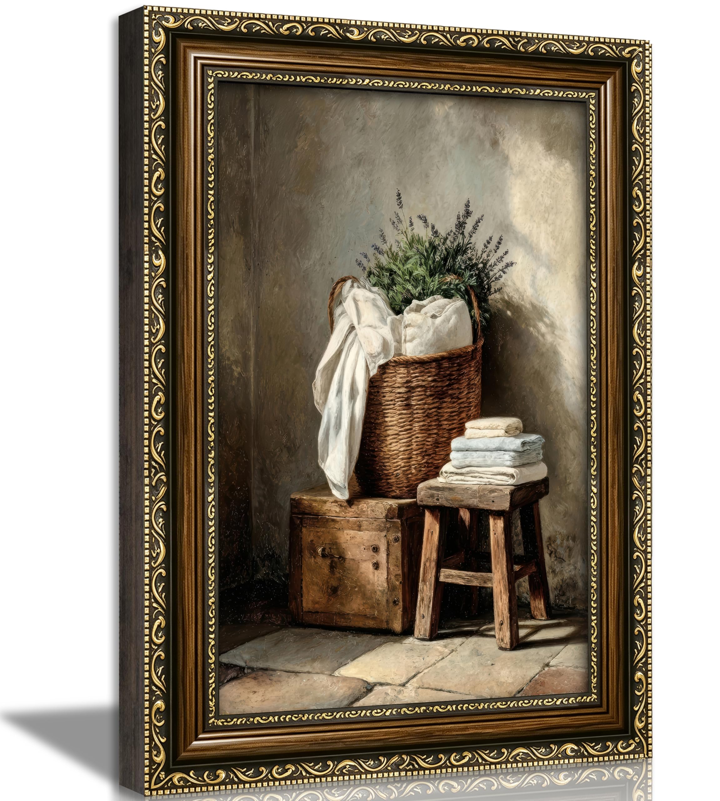 Vintage Gold Floral Wall Art - Lavender Prints -1 Vintage Gold Floral Wall Art - Lavender Prints -1