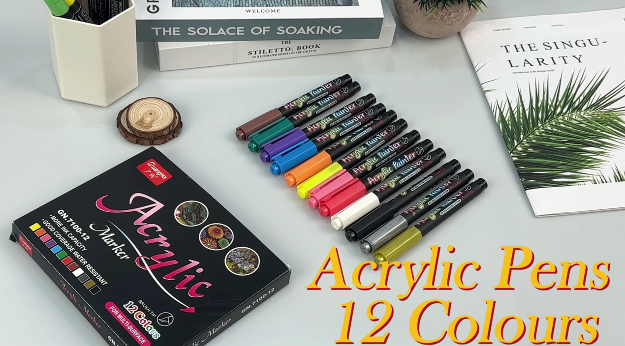 LUZOON Marqueurs Peinture Acrylique 18 Couleurs - Stylos Encre Huile Séchage Rapide Pour Galets, Pierres, Verre, Céramique, Textile (3mm)