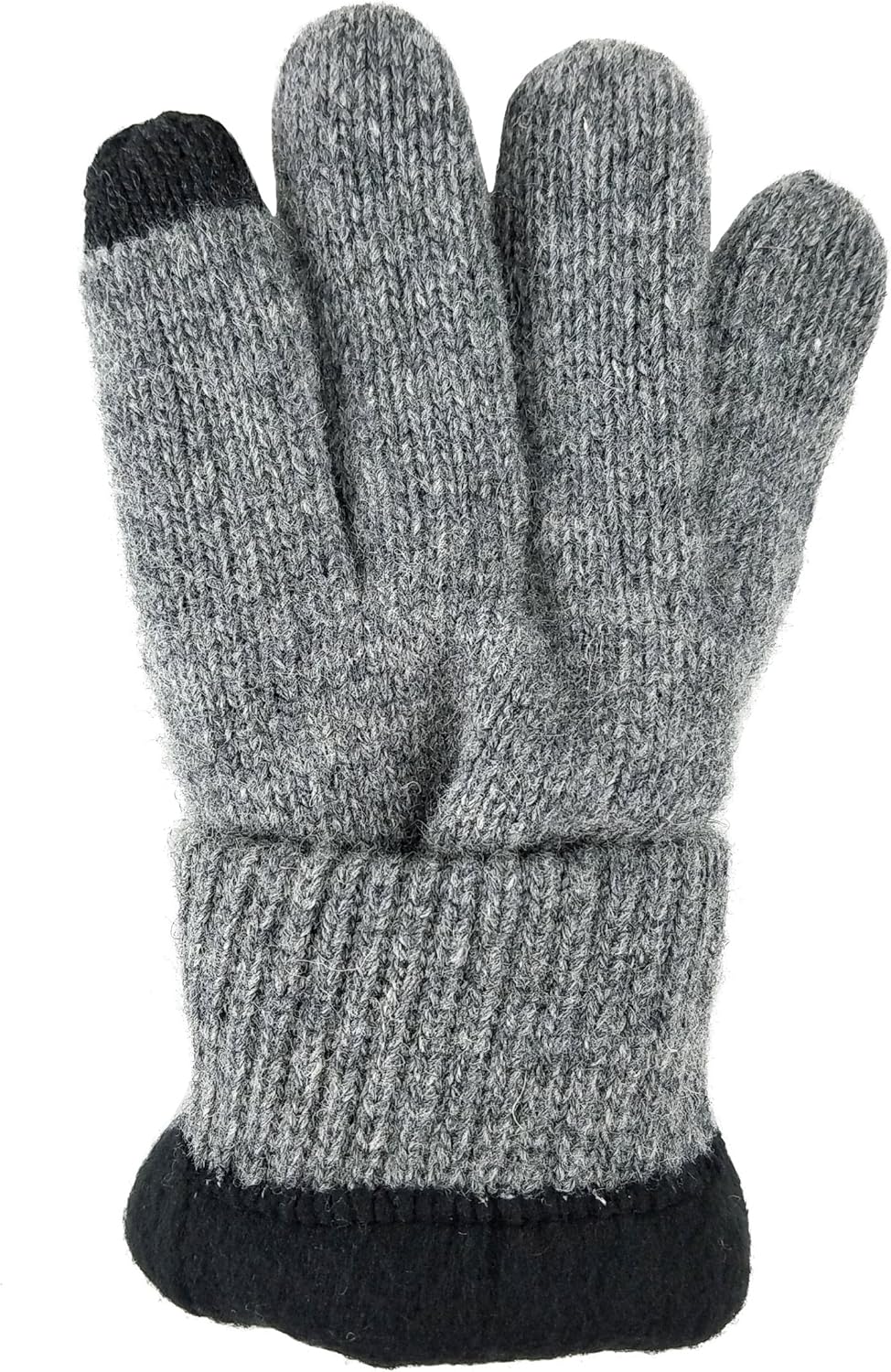 BRUCERIVER Men Pure Wool Knit Gloves with Thinsulate Lining and Elastic Rib Cuff