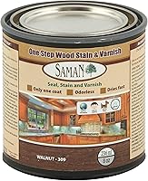 SamaN Walnut One-Step Interior Wood Seal, Stain & Varnish - Water-Based Odorless Protection for Furniture & Fine Wood (SAM-309, 8 oz)