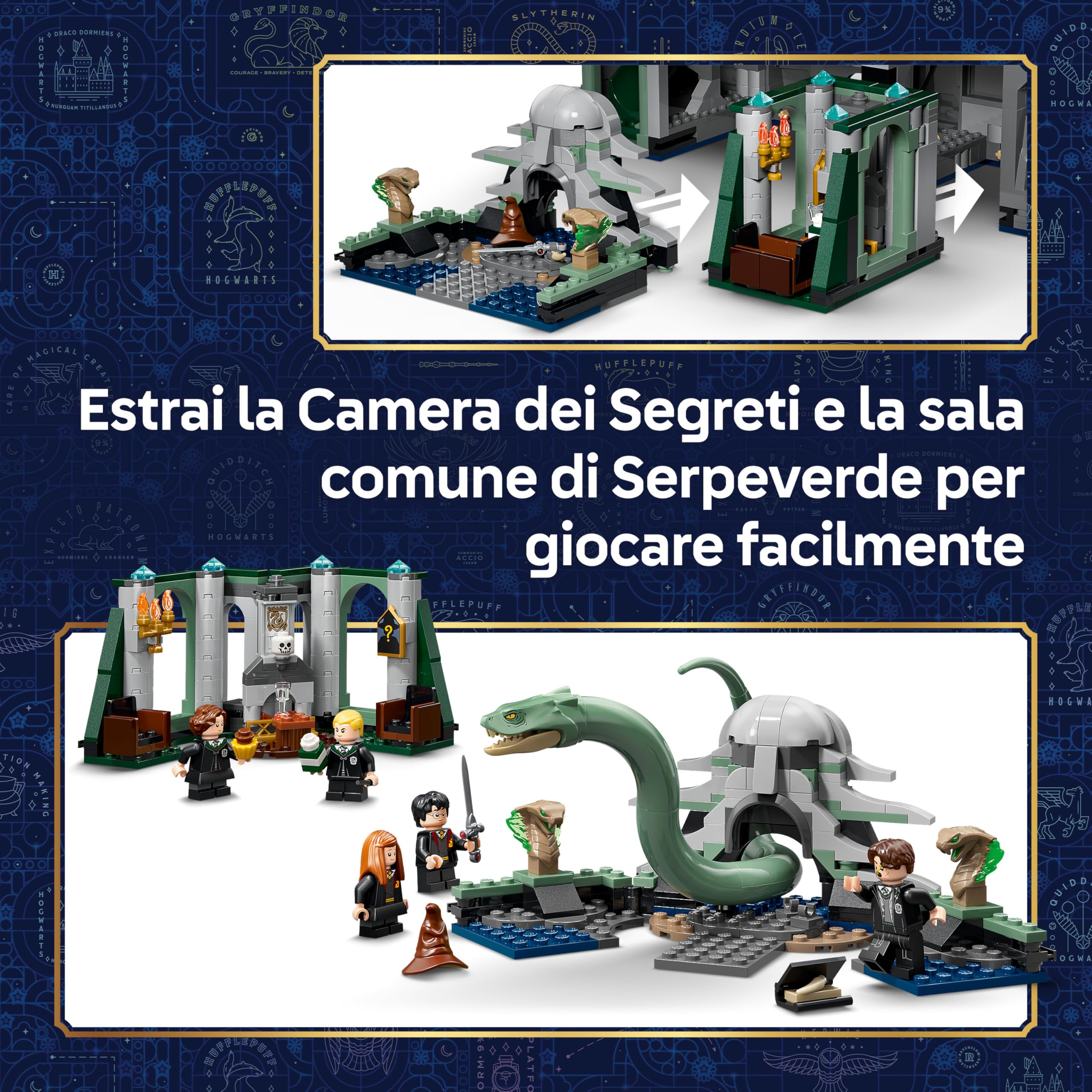 LEGO Harry Potter Castello di Hogwarts: Ala Est Giocattolo - Modello in Miniatura con 13 Minifigure e Patronus da Collezione - Decorazione Cameretta - Regalo per Bambine e Bambini da 10 Anni - 76473