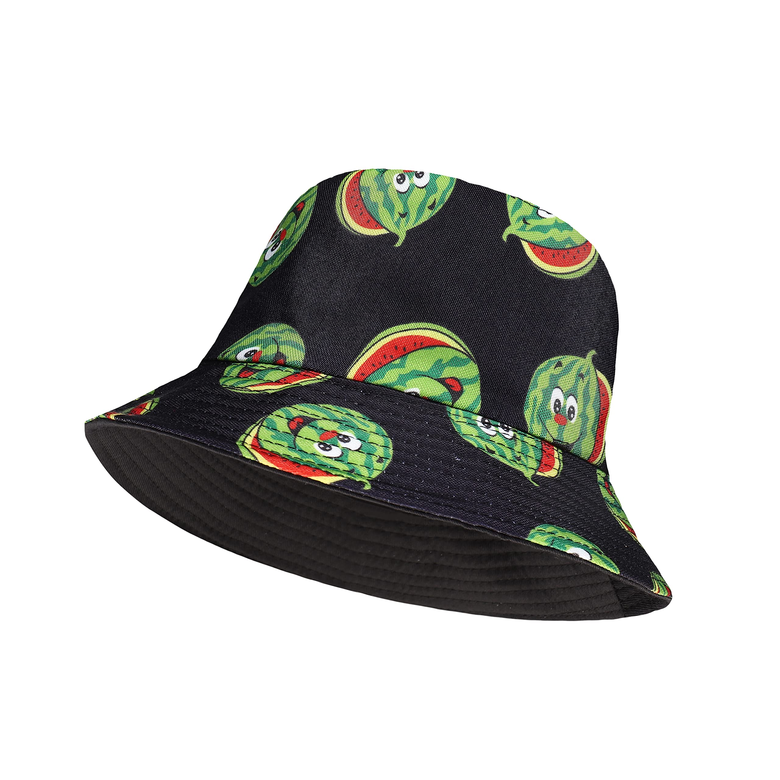 Unisex Fisherman Summer Festival Union Jack UK Flag Cotton Bucket Hat (One Size, Watrermelone - Navy)