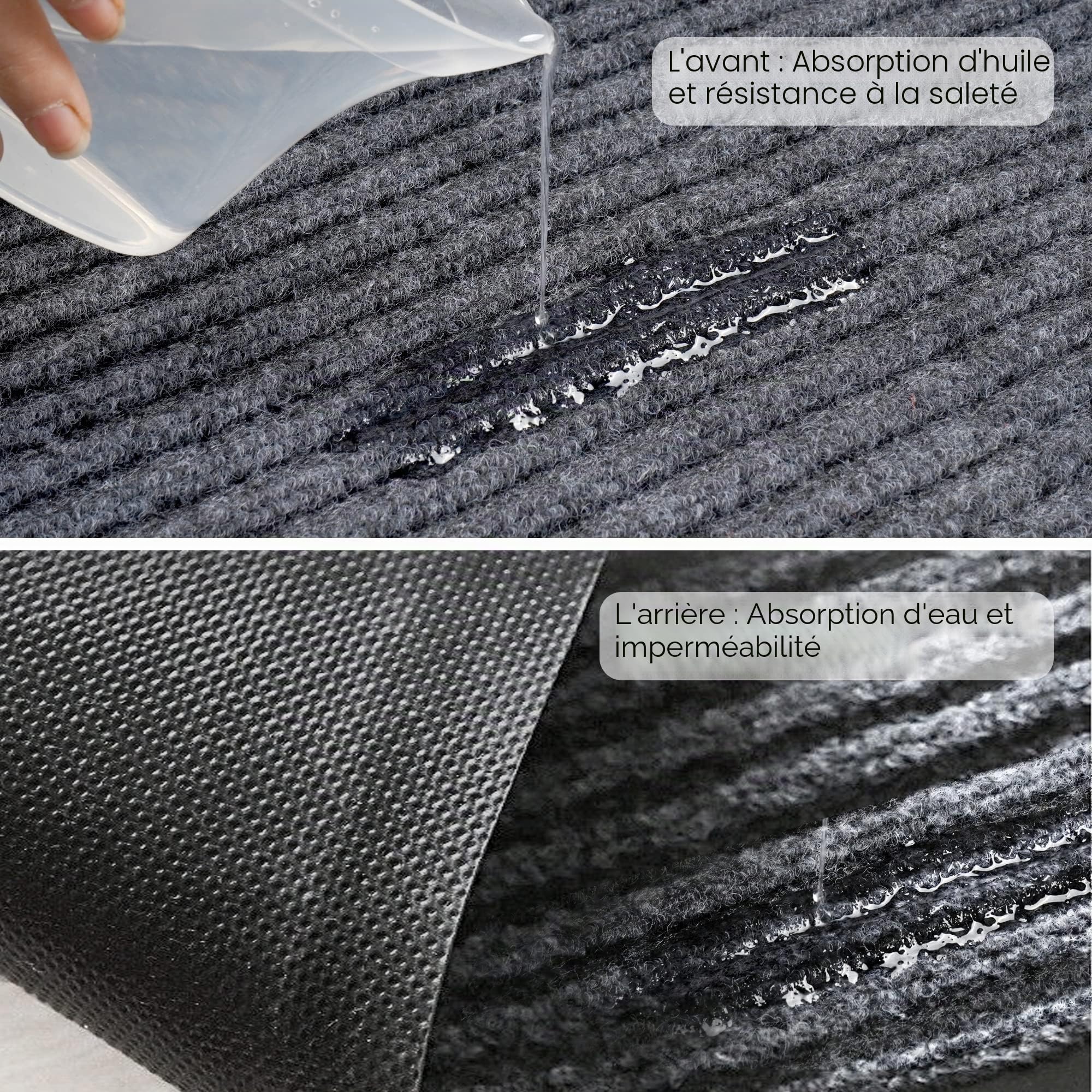 Nisorpa Tapis de couloir lavable et antidérapant avec envers en caoutchouc pour couloir, cuisine, salon - Gris - 300 x 90 cm