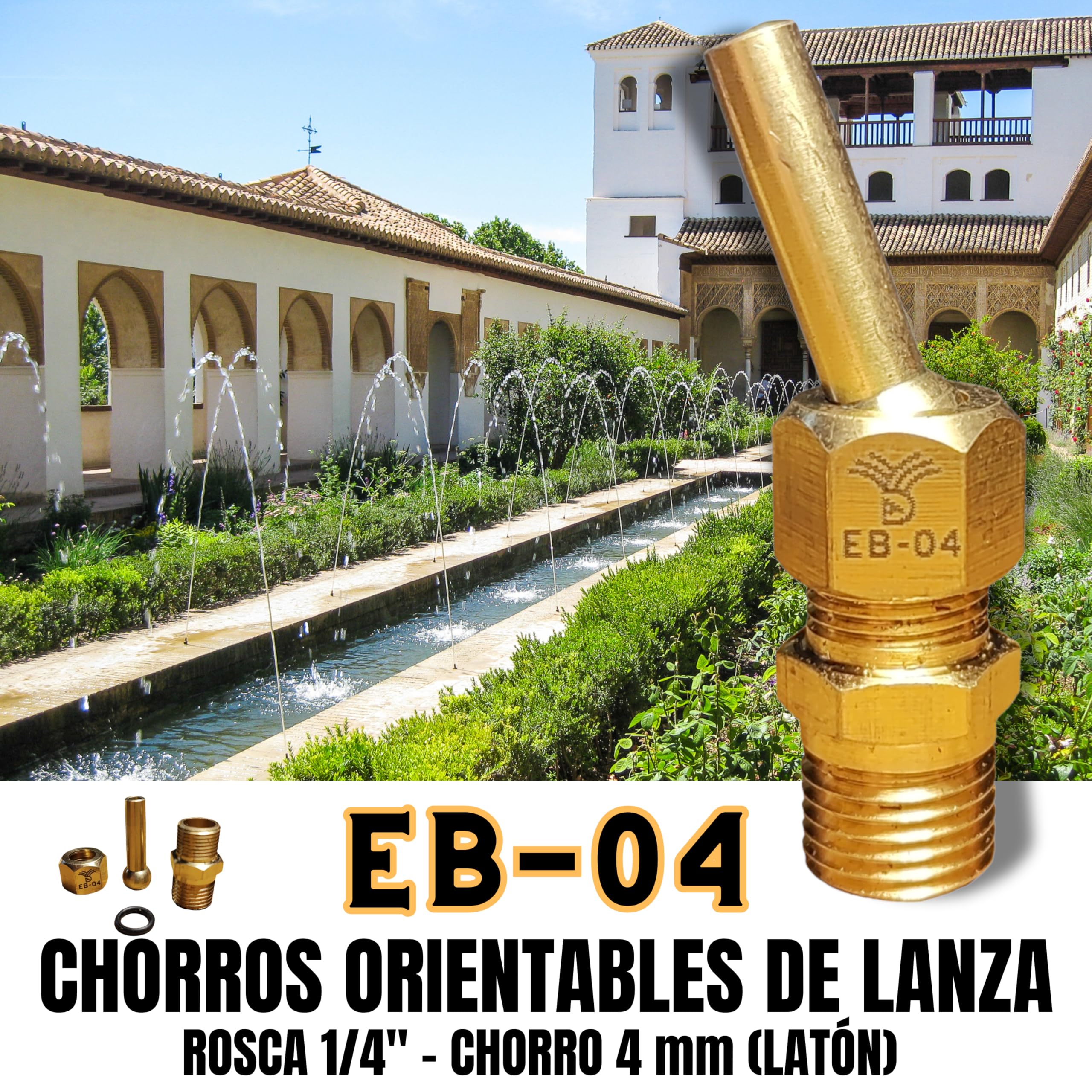 Boquillas para fuentes de jardín chorro de lanza de 4mm rosca 1/4" BSPT Latón