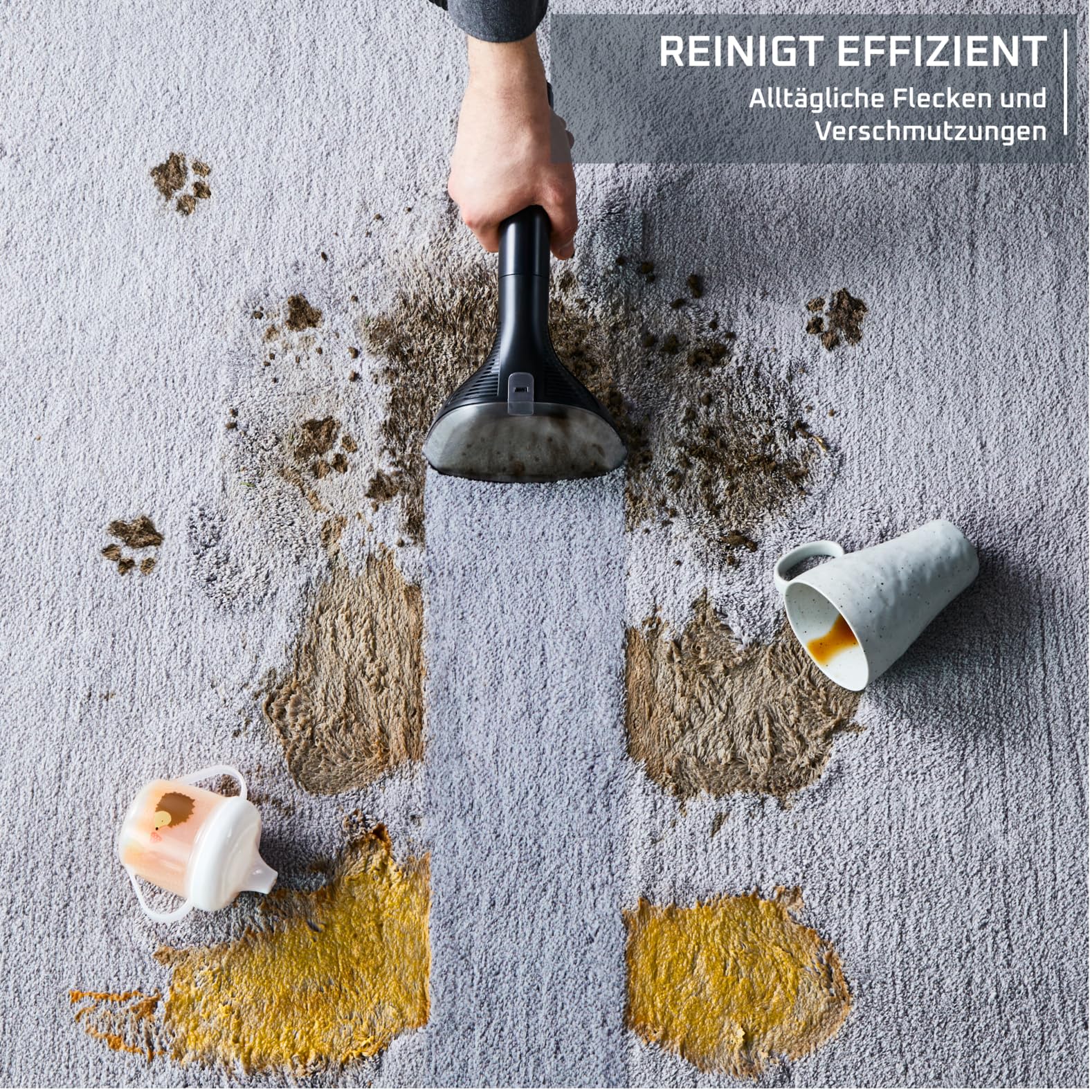Rowenta Clean It Fleckenreiniger, tragbarer Teppichreiniger, schnelle und einfache Reinigung, abnehmbarer 2.3-Liter-Tank, wechselbare Reinigungsköpfe, 750 Watt, Grün, Schwarz, IN5020F0