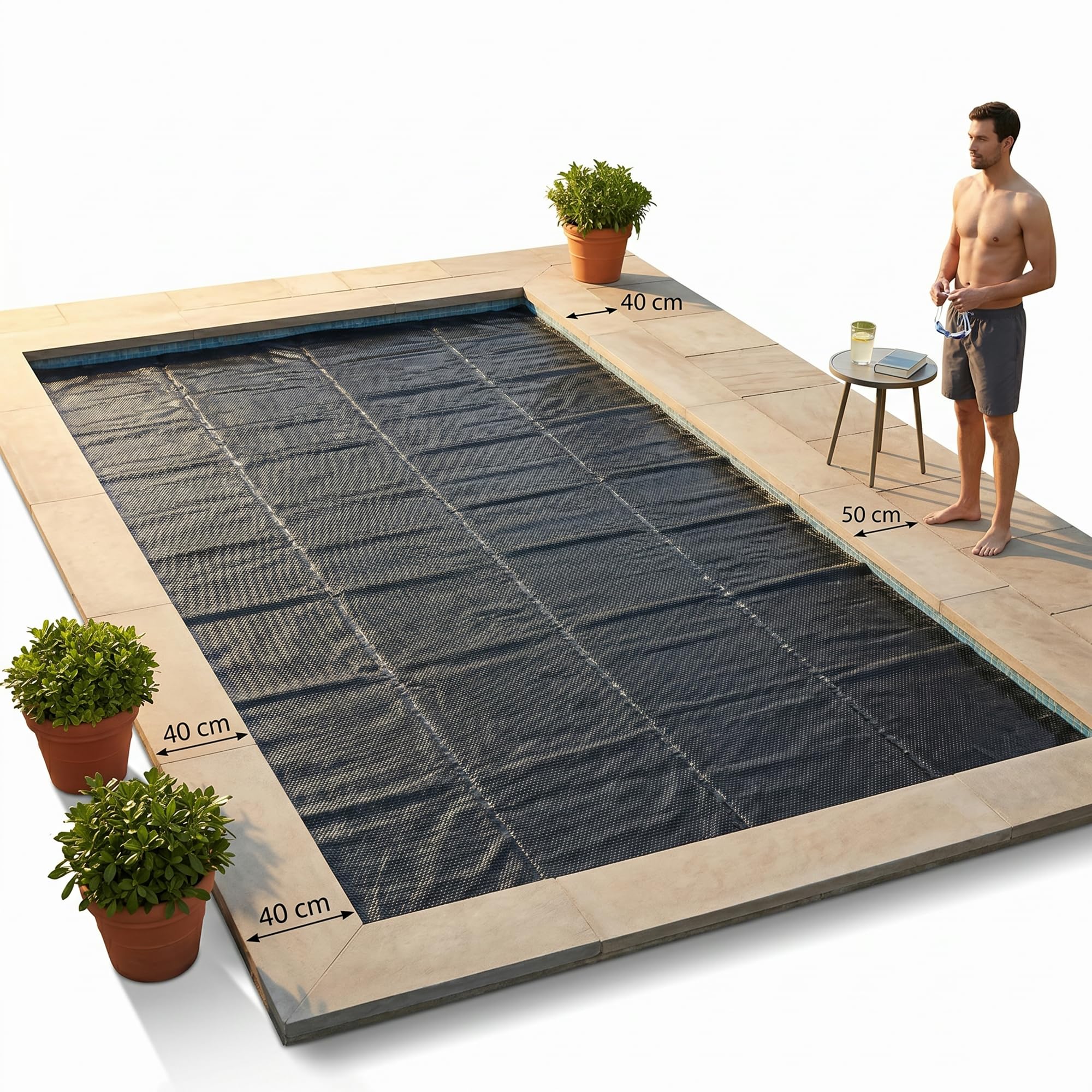 Mucola Pool Solarfolie Rechteckig 600x400 cm Schwarz – Poolabdeckung PVC mit Luftkammern und Ösen | spart bis zu 70% Heizkosten, reduziert Verdunstung, UV-beständig, zuschneidbar für Einbaupool
