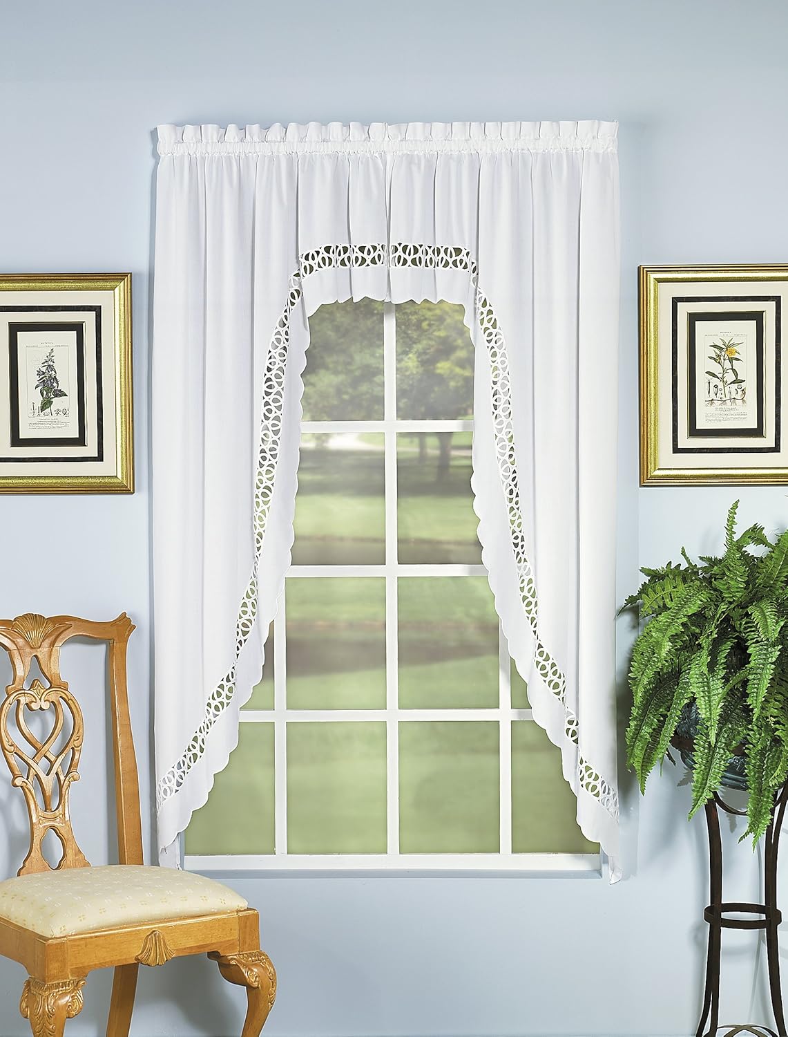 Today's Curtain Hellina Tapework Window Swagger, 63Inch, White Hellina CA1800K