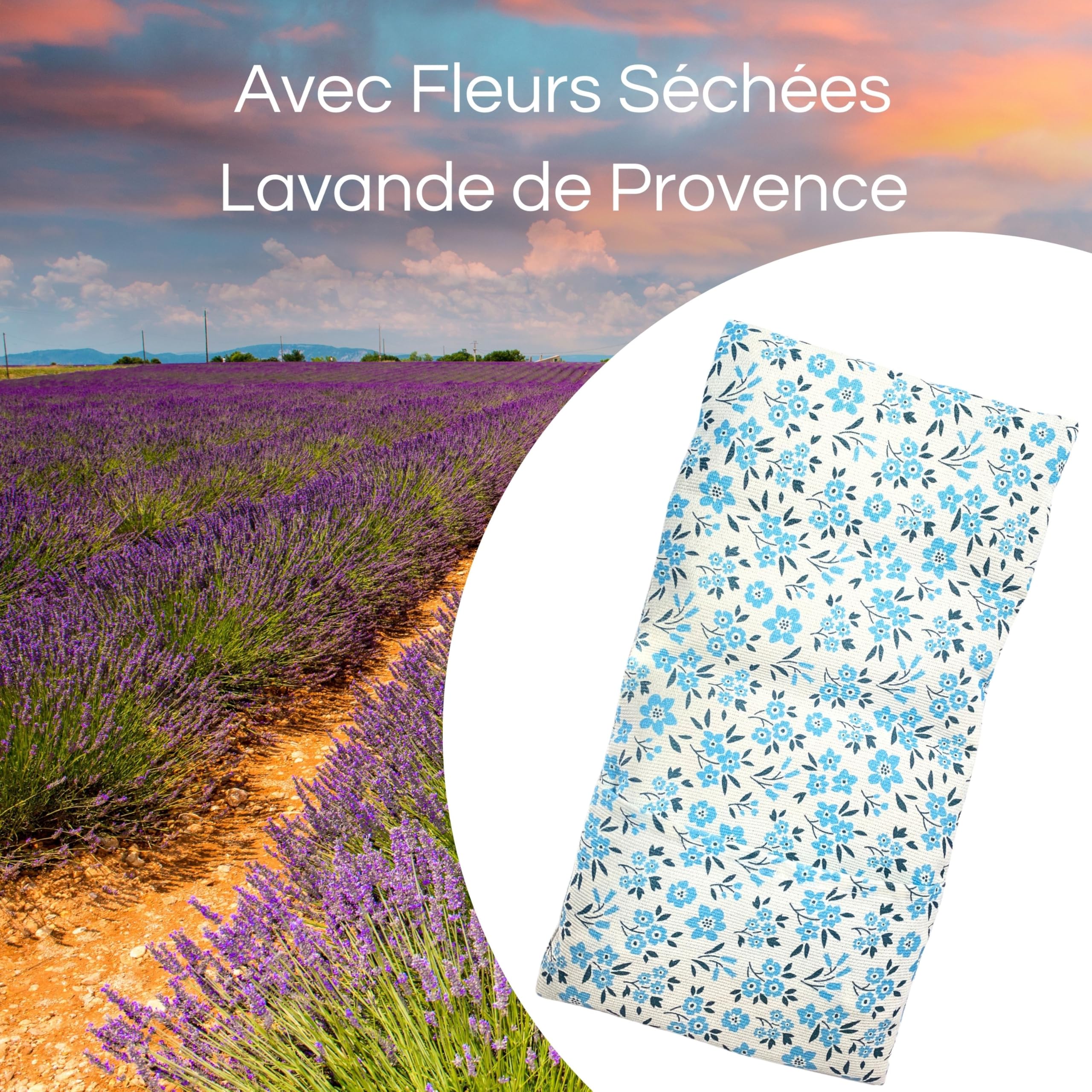 Wärmekissen Leinen und Lavendel aus Frankreich – abnehmbarer Bezug groß – entspannt und lindert Schmerzen und Kopfschmerzen – Wärmflasche trocknet schnell in der Mikrowelle – 30 x 15 cm YAJOI