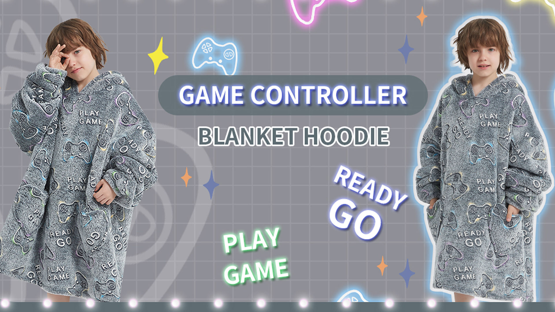 OLAOLA Wearable Blanket Hoodie for Adults Game Controller Glow in the