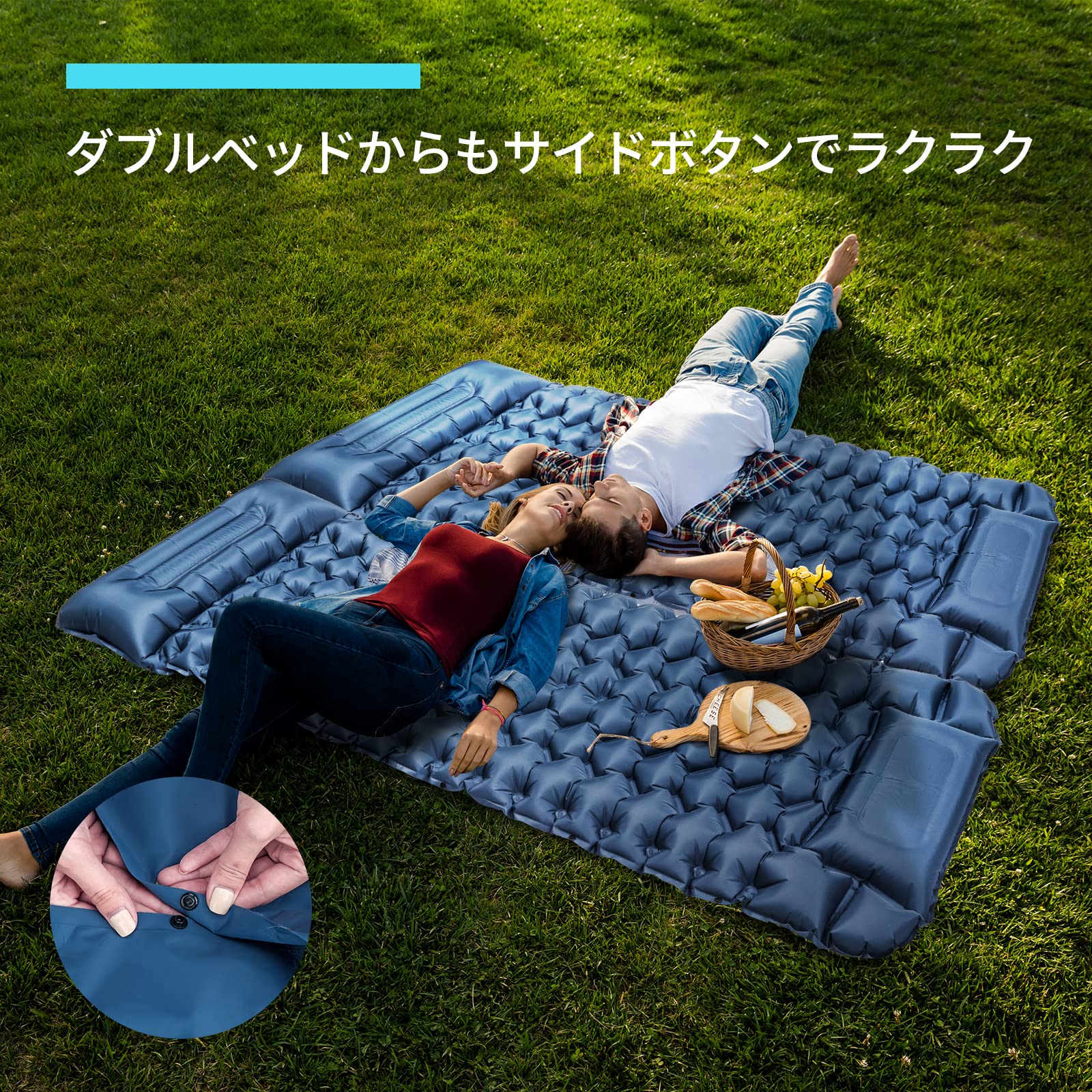 新品｜エアマットレス｜ハイキング｜折りたたみ｜ベッド｜超軽量｜ブルー エアマットレス｜ハイキング｜折りたたみ｜ベッド｜超軽量｜ブルー
