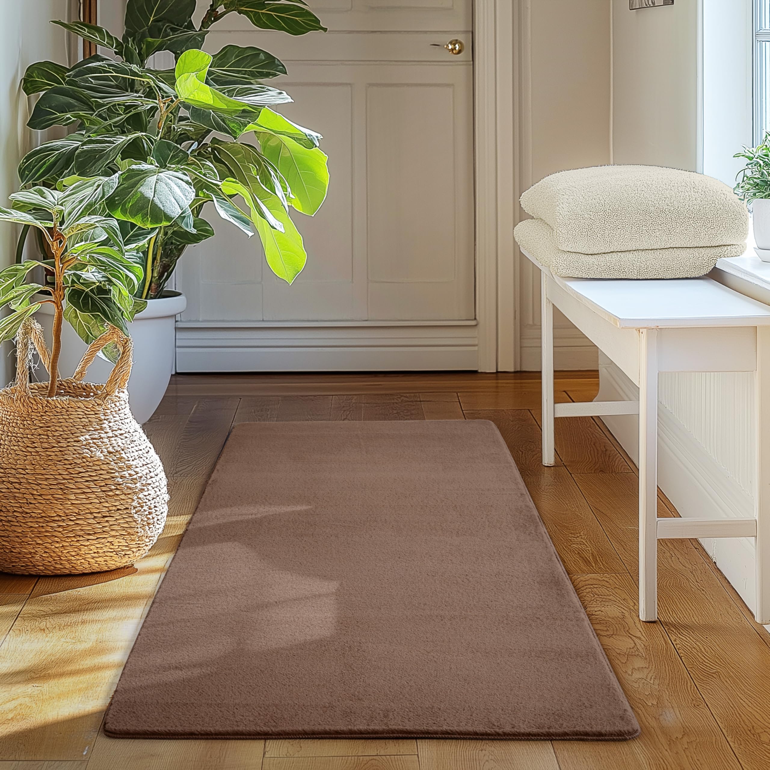 SIMPEX Teppich Wohnzimmer Kurzflor Teppich Waschbar, rund, rutschfest & weich, modernes einfarbiges Design für Wohnzimmer, Schlafzimmer, Küche & Kinderzimmer.