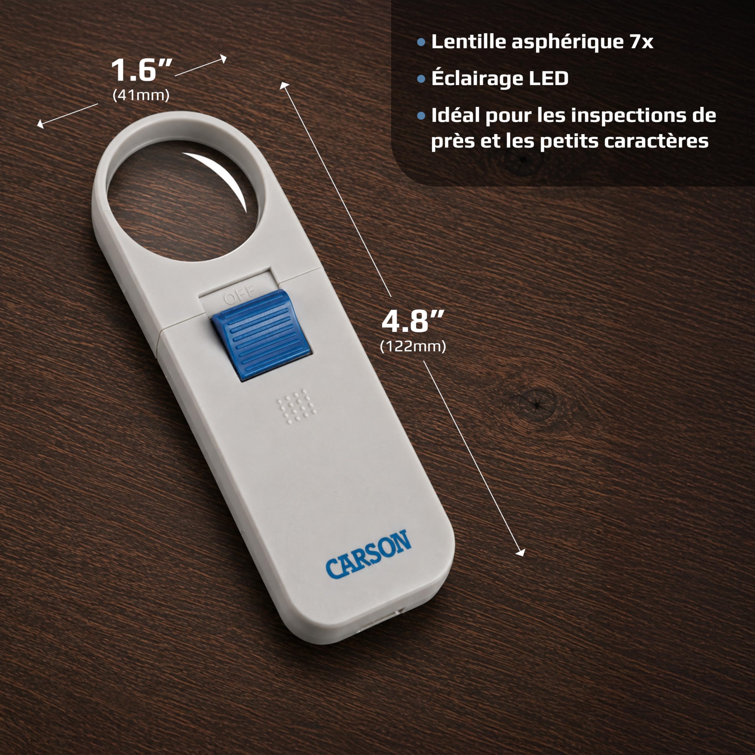 Carson Loupe éclairée à Main 7X LED 1,5" lentille asphérique SV-70