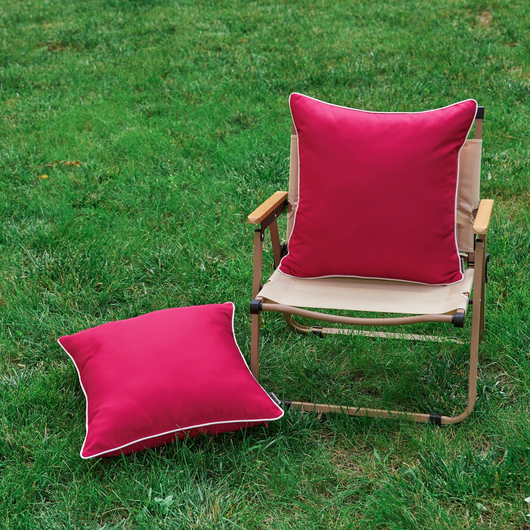 LIGICKY Confezione da 2 federe per cuscini da esterni, impermeabili, decorative, con bordo bianco, quadrate, per patio, divano, tenda, Sunbrella (45,7 x 45,7 cm)