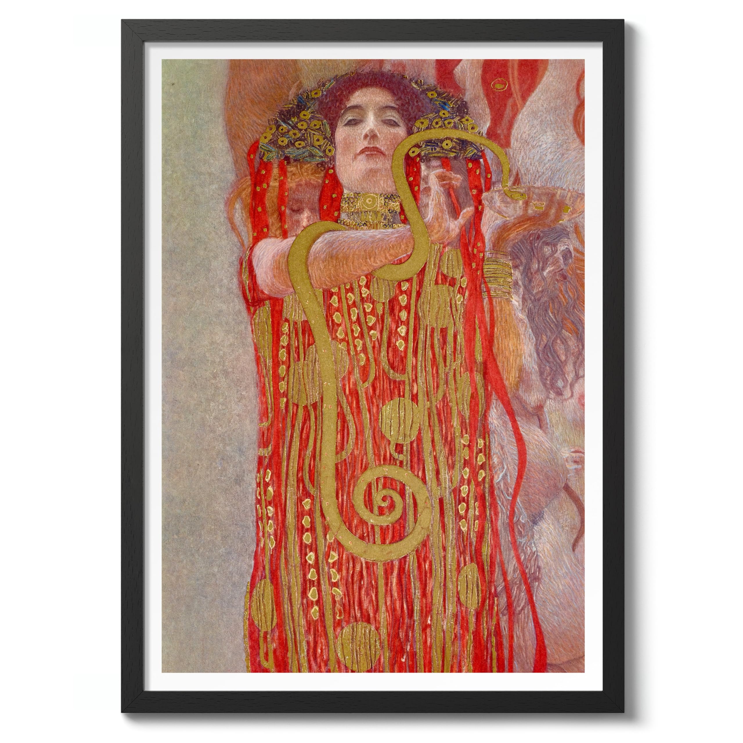 Hygieia Gustav Klimt Poster, Classic Famous Oil Painting Print, Modern Art Nouveau Wall Art Home Decor, Archival Matte, A2 (Black Frame) - 59.4x42cm — image 1