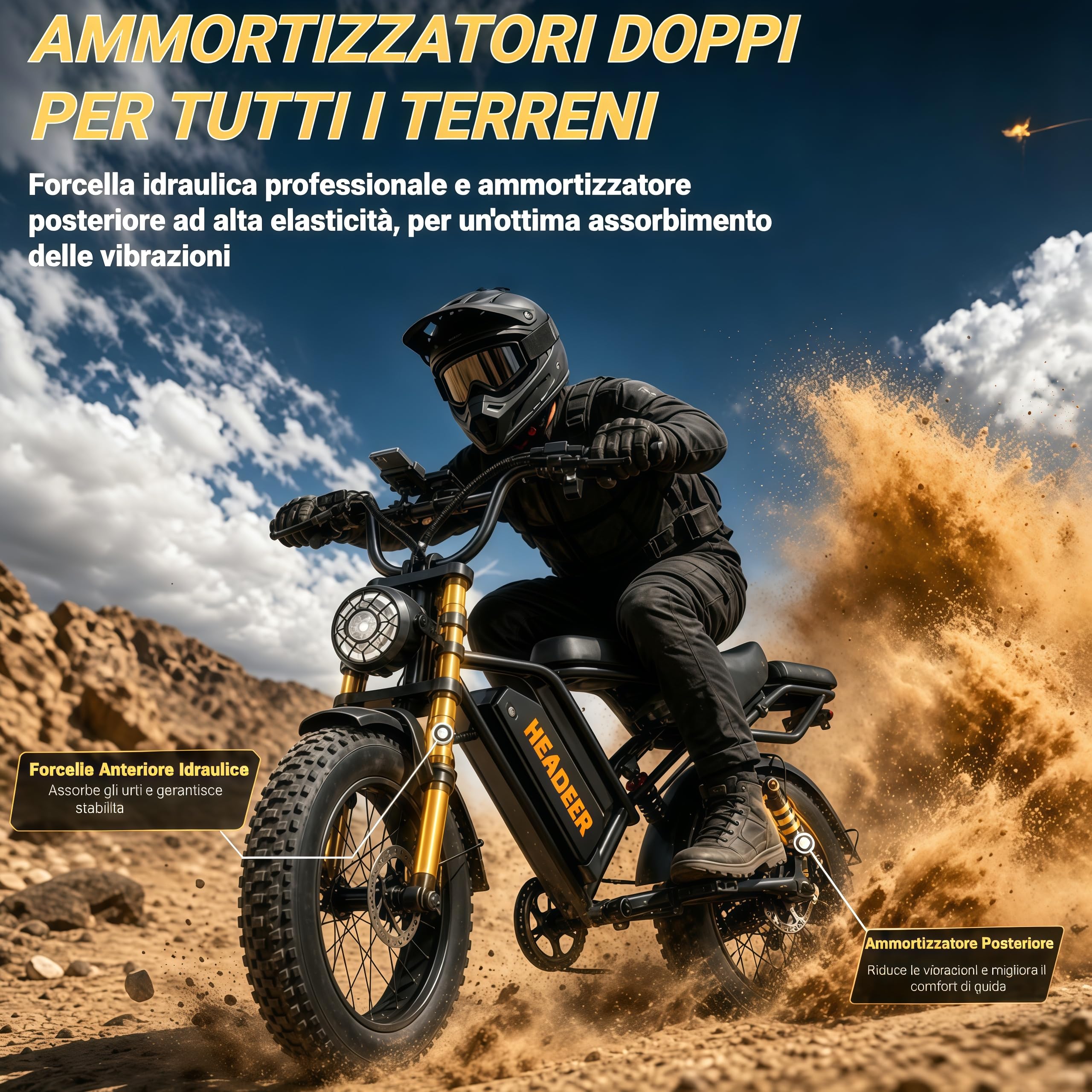 BK20 Bici Elettrica Adulti 20"x4.0" Fat Tire, Città e Fuoristrada, CE EN15194, Batteria 48V 20Ah, 5 Livelli Assistenza, Autonomia 80-100km, Sospensione e Freni a Disco
