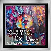 Vista 16 de Marco de madera negra de 9 x 9 pulgadas con paspartú blanco Con paspartú de 12 x 12 a 9 x 9 pulgadas Protector inastillable acrílico UV