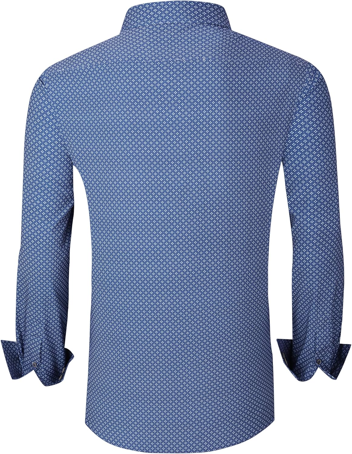 WARHORSEE Mens Casual Button Down Dress Shirts Long Sleeve 4-Way Stretch Collared Printed Business Work Shirt - Image 2