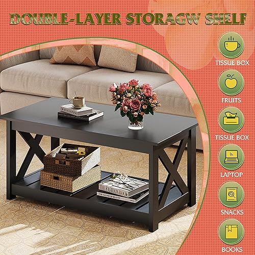 Miniatura 38 de WLIVE Mesa auxiliar pequeña para sala de estar, mesa de centro industrial moderna de 31.3 pulgadas con estante de almacenamiento y marco de metal,