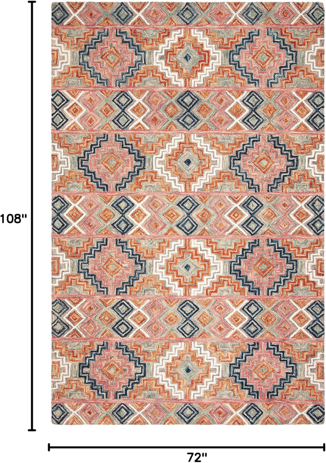 SAFAVIEH Aspen Collection Area Rug - 6' x 9', Orange & Fuchsia, Handmade Boho Wool, Ideal for High Traffic Areas in Living Room, Bedroom (APN279P)