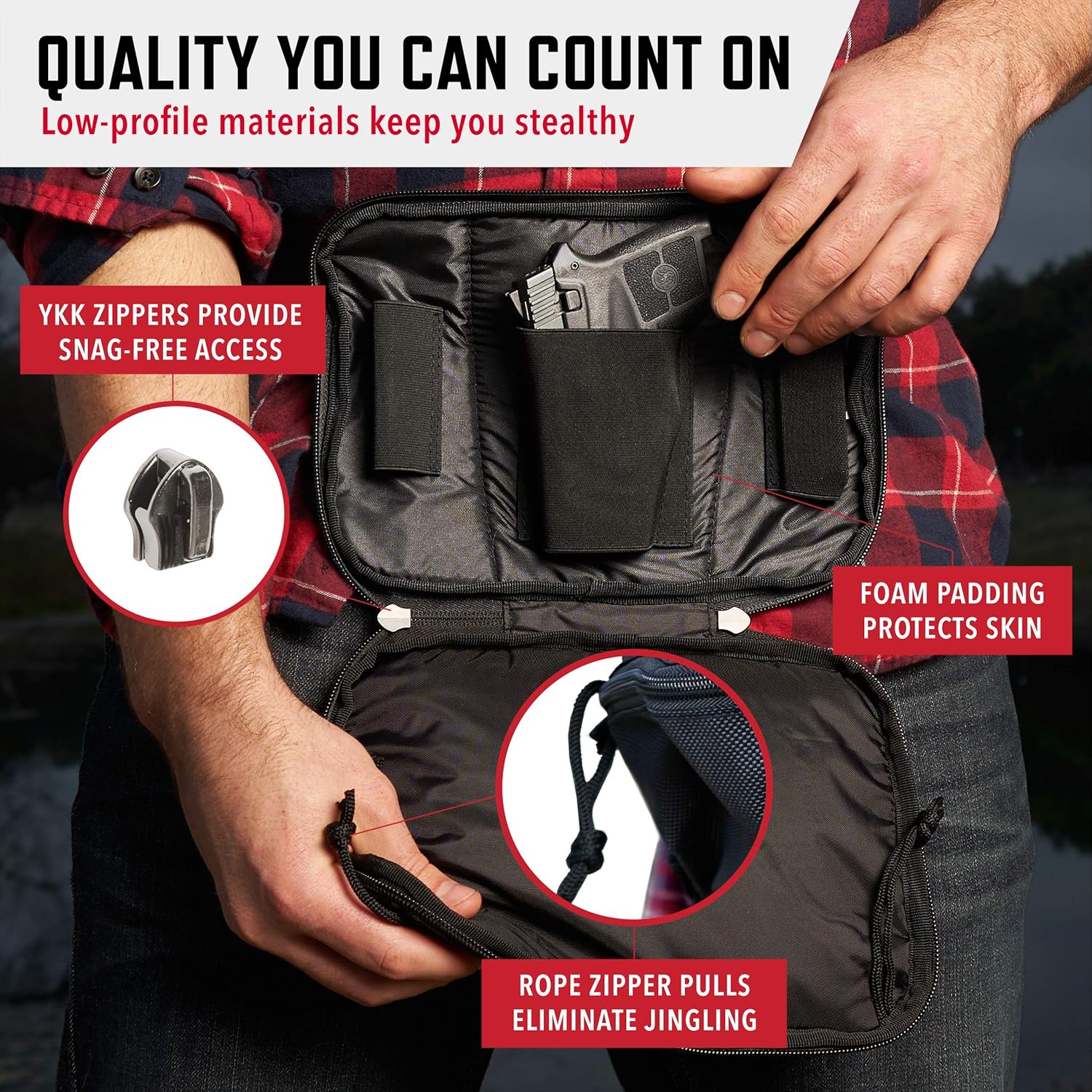 ComfortTac Ultimate Fanny Pack Holster Compatible with Glock 42, 43, 26, 27, S&W Bodyguard, Shield, Springfield XDs, Taurus, Sig, and Most Subcompact and Compact Pistols - Black : Sports & Outdoors