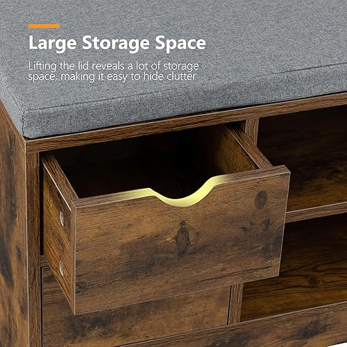 Miniatura 4 de WellFurGeer - Banco de zapatos de entrada con almacenamiento, zapatero con banco, banco de entrada con almacenamiento de zapatos, banco de zapatos