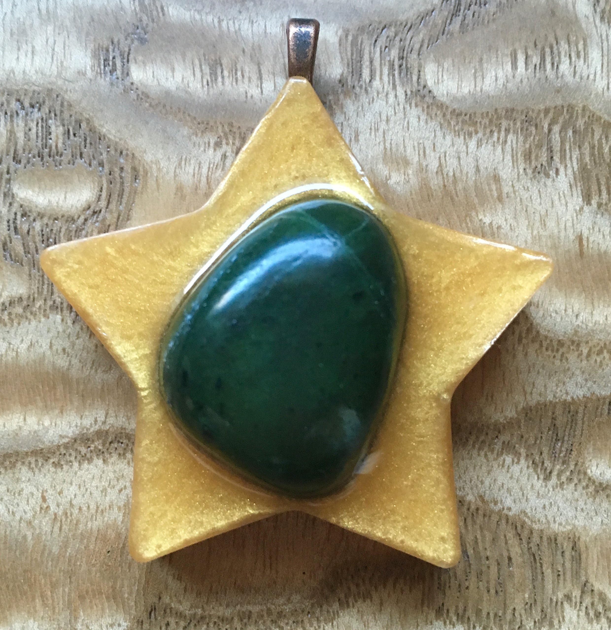 Jade Crystal Star Resin Pendant