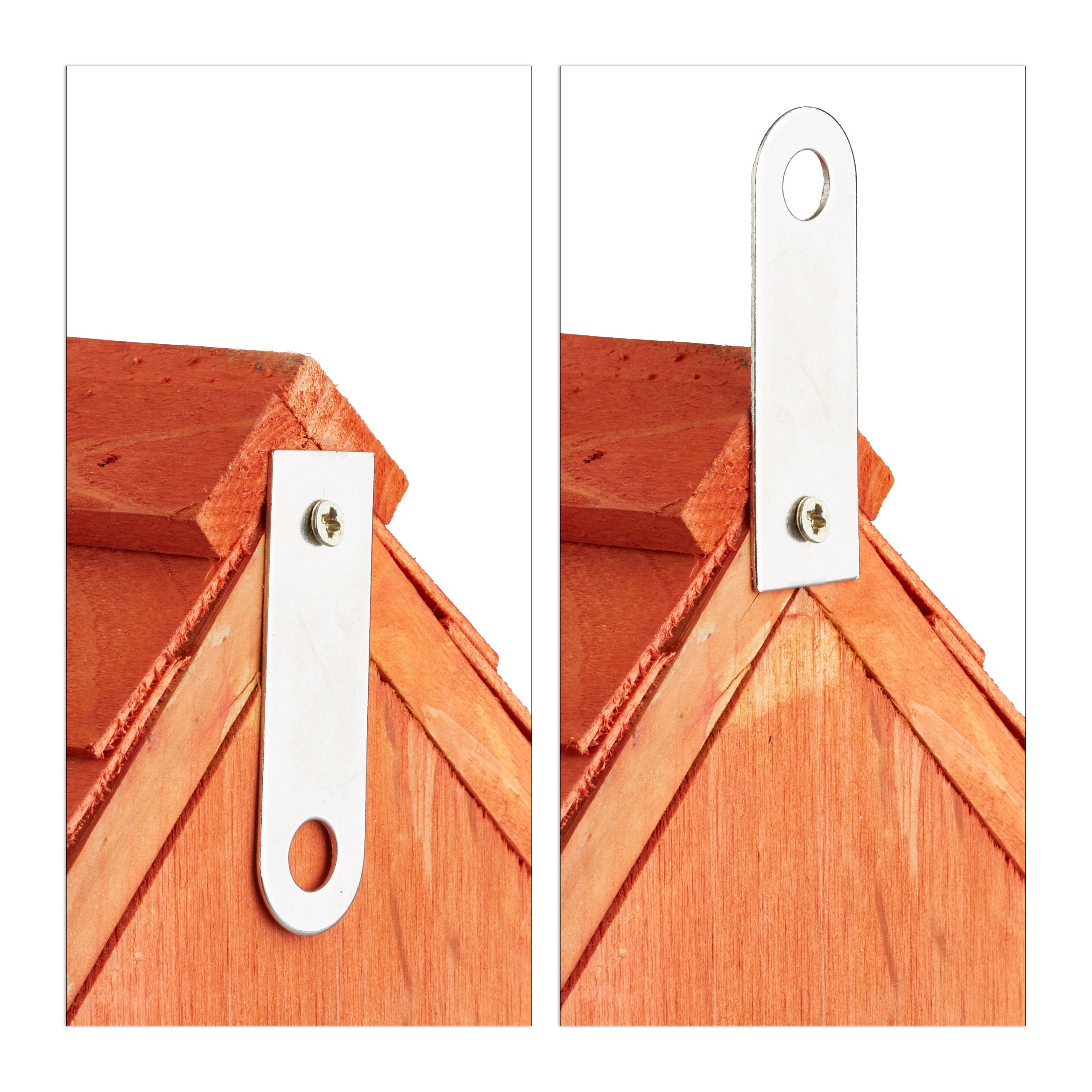 Relaxdays Caja Nido en Forma de Casa, Madera, Naranja, 24.3 x 17 x 12 cm