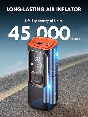 Miniatura 3 de Compresor de aire portátil para inflador de neumáticos, potente 160 PSI y 2 veces más rápido, pantalla LCD de presión precisa, fácil operación