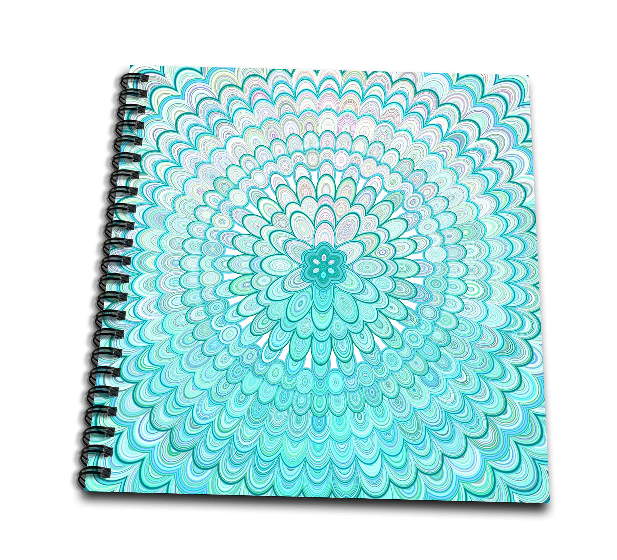 Livre de dessin abstrait mandala fleur de glace 20x20 cm bleu et blanc