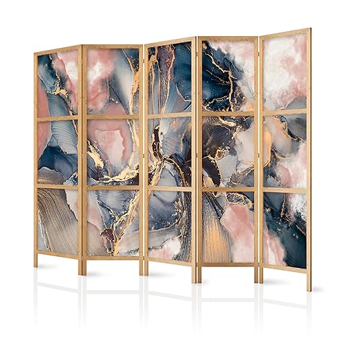 murando - Paravent Innen Raumteiler Holz Abstraktion 225x172 cm 5-teilig Japanische Trennwand Raumtrenner Room Divider Mobiler Sichtschutz Spanische Wand Raum Abtrennung Marmor gemalt f-C-0493-bh-a - 5 tlg. - 225x171 cm - #18