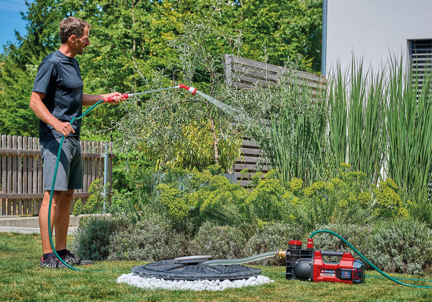 Einhell Bomba de jardín con batería AQUINNA 36/34 Power X-Change (36 V, caudal máx. 3400 l/h, máx. 37 m de altura de impulsión, protección contra heladas y sobrecargas, sin batería)
