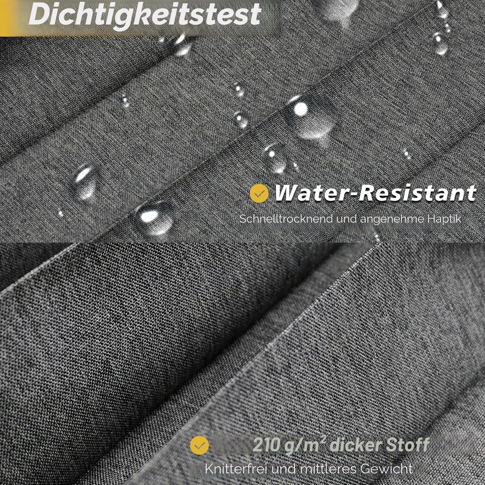 Faltbarer Wasserdichter Duschvorhang, Grau, 100x200cm | Anti Schimmel aus Leinen mit Haken, Magnetischer Duschvorhang für Badezimmer, 210 g/m²