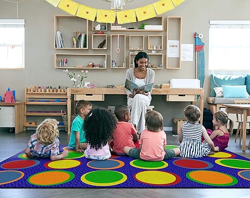Miniatura 2 de Flagship Carpets Sitting Spots - Alfombra rectangular de asiento para aula infantil o sala de juegos infantil, alfombra de aprendizaje en casa,