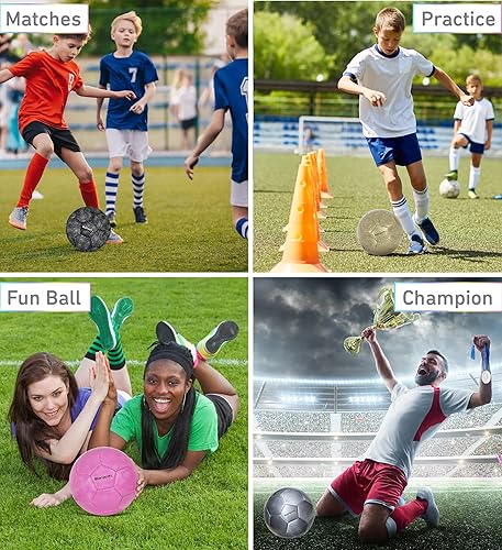 Miniatura 10 de Barocity Iridescent Soccer Balls Set of 4  Official Match Ball with Reflective Hex Pattern, Sport Soccer Balls for Indoor and Outdoor Training and