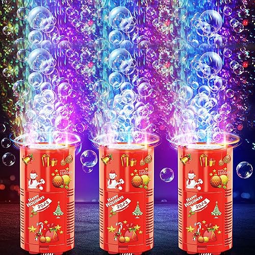 Miniatura 3 de SHCKE Máquina de burbujas de fuegos artificiales con luces y calcomanías de bricolaje, máquina de burbujas con música (encendidoapagado), ideal para