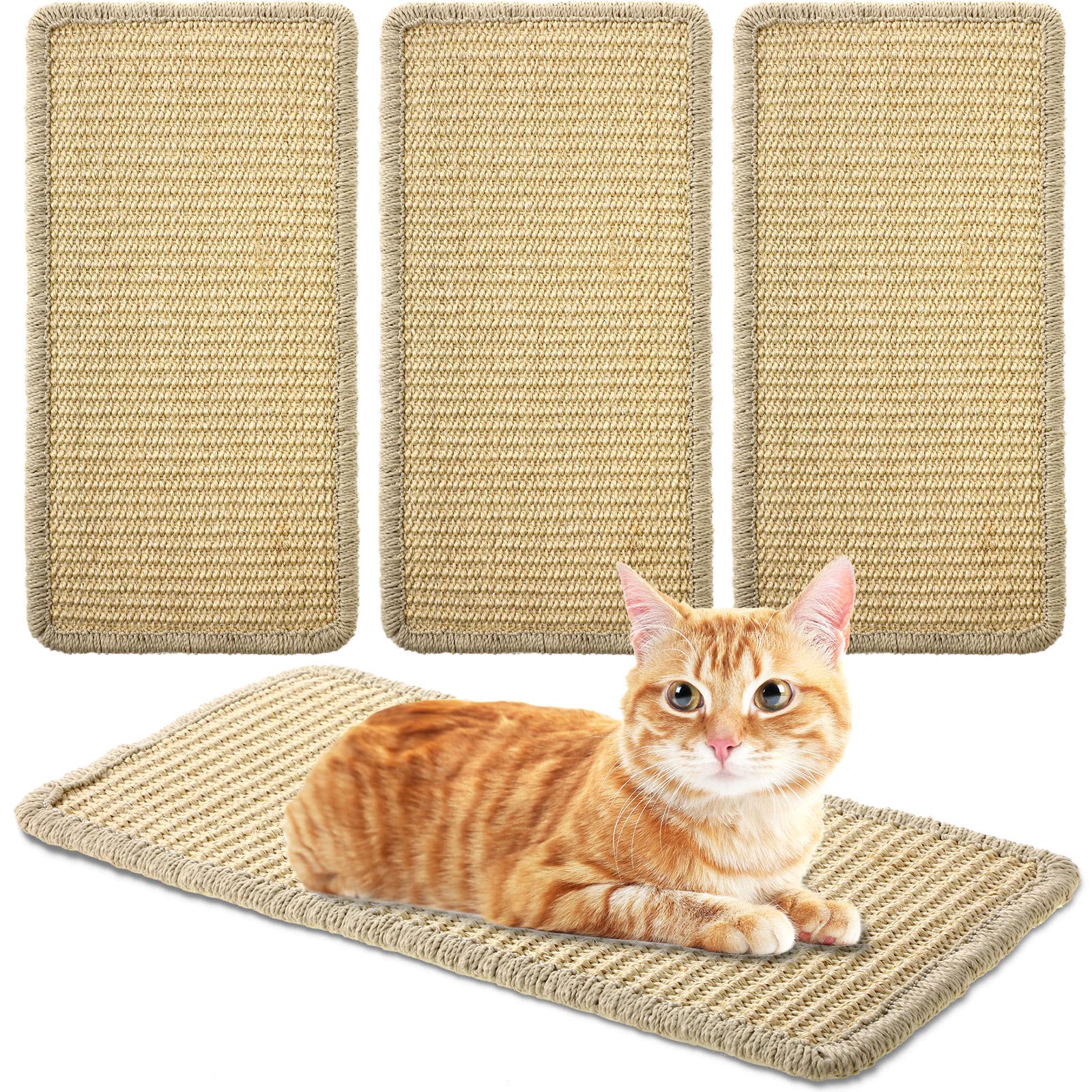 Photo 1 of 42Pcs Cat Scratcher Mat Sisal Cat Scratching Pad Scratch Mat for Cat with Adhesive Loop Tape 15.7x7.8 In (Beige)